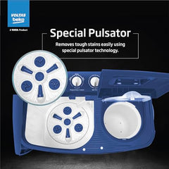 Voltas Beko, A Tata Product 6.5 Kg 5 Star Semi-Automatic Top Loading Washing Machine (WTT65UNX/OK3I0I0W01, Blue, Pulsator wash technology)