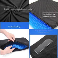 VEADONS Jumbo Gel Seat Cushion for Long Sitting, 20x20x1.9 inch Thick Honeycomb Wheelchair Cushion for Hip & Back Pain Relief, Breathable Non-Slip Chair Pad for Office, Car & Recliner