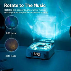 Aureo Vintage Bluetooth Speaker | The Waves Portable Player with Adjustable Lighting & Clock for Bedroom, Party, and Home (Blue)