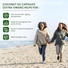 Natural Horizons Extra Virgin Coconut Oil Capsules 1000mg – Dietary Supplement for Hair, Skin & Heart Health, Daily Wellness & Nutrition Support – Softgels 60 Count Pack of 1