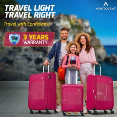 Aristocrat Duralite Set of 3 Soft Case (S+M+L) Trolley Bags, Red | 8-Wheels, Spacious, Zipper Expander, Front Pocket, Polyester Case, Combination Lock, Travel Luggage, 3-Year Global Warranty