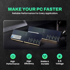 EVM 16GB DDR5 Desktop RAM Memory | 5200MHz | PC5-41600 | Long-DIMM | 288-Pin | CL19 | 1.1V Low Voltage | High Performance | Intel & AMD Compatible | 10 Year Warranty (EVMT16G5200U88P)