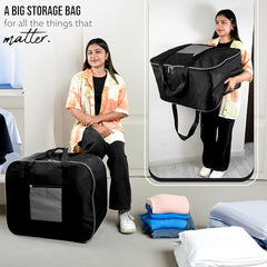 Storite 2 Pack Moisture Proof Nylon Underbed Storage Bag For Clothes Large | (54 x 46 x 28 cm) - BlackRed, Rectangular