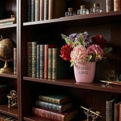 Dekorly Premium Artificial New Rose Flower with Pink Decorative Pot (Storage Large) – 22 cm Faux Flower Arrangement for Home Decor Living Room Bedroom Office Decor (1, Rose)