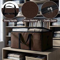 Storite Jumbo Super-Size 81 L Canvas Moisture Proof Heavy Duty Storage Bag | for Toys/Stationery/Blankets/Clothes/Moving Bags MultiPurpose With Strong Reinforced Handles Rectangular Cream (87x26x36 cm)