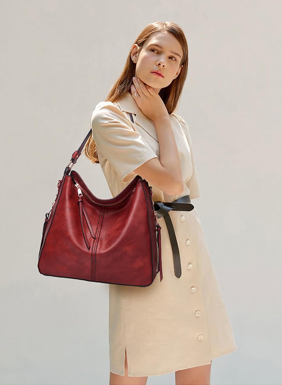 SYGA 2 Piece Women's Bag,Clutch Bag,Cross-Border Portable PU Shoulder Casual Bag (BROWN)
