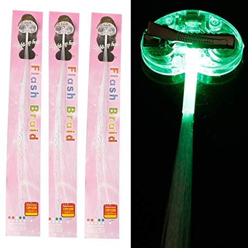SYGA Set of 3 LED Flashing Fiber Optic Hair Braid Lights for Party Supplies Flash Braid(Multi Color Changing)