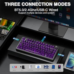 AULA F75 Pro Wireless Mechanical Keyboard,75% Hot Swappable Custom Keyboard,RGB Backlit,Pre-lubed Linear Switches,Side Printed PBT Keycaps Mechanical Gaming Keyboards,Gradient Purple