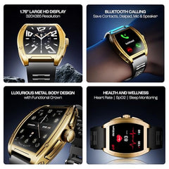 boAt Enigma Radiant Luxury Watch for Man w/1.43"(3.63 cm) AMOLED Display, AOD, Premium Metal Build, Round Dial, 200+Watch Faces, Upto 7 Days Battery Life, Fitness smartwatch for Men (Metal Black)