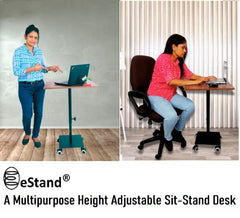 eStand Height Adjustable Laptop Table to be Used in Sitting & Standing Posture (Black HAT (29" - 45"))