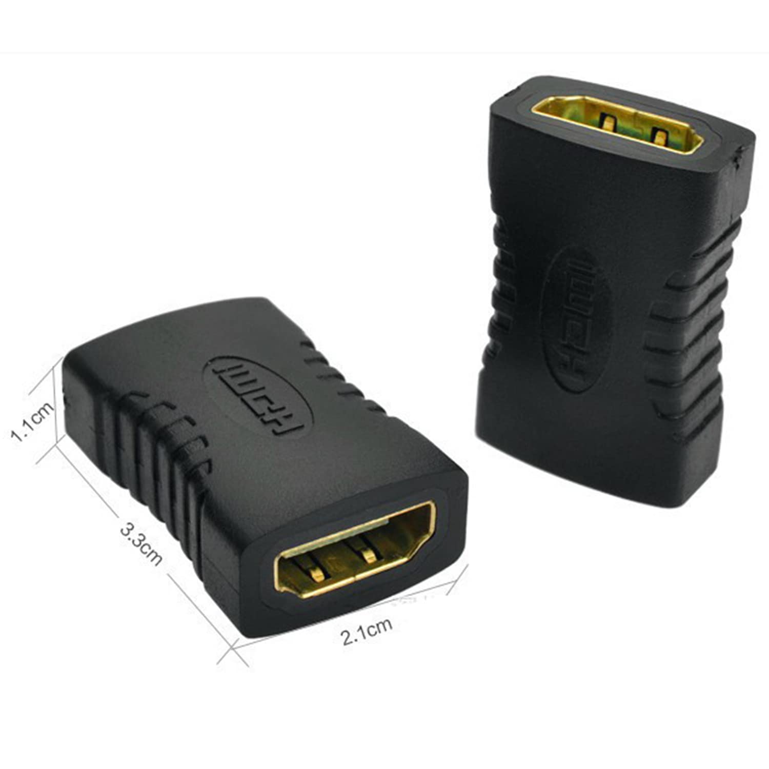 SYGA HDMI Female to Female HDMI Coupler Extension Adapter 4K HDMI Extender HDMI Coupler, Support 3D 4K 8K PC TV Projector (Pack of 2) - Black