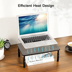TARKAN Monitor Stand for Desk, Laptop PC Riser 3 Height Adjustable with Airflow Vents (Steel | Black)