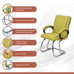 RATISON Special Director Principal Manager Office Visitor with arm Rest with Double Pipe Frame and Cushioned seat Back (2, Black, Double Pipe Frame)
