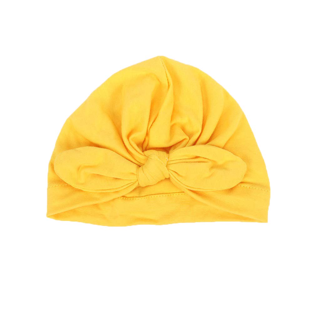 SYGA Cotton Baby Cap Soft & Strechy Turban Bow Wrap Hat Toddler for 0-2.5 Years Black