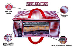 VR ATULIT BY CHOOSY 12 Flap Saree Bag | Clothes Storage Bag for Sarees, Blankets | Large Storage Bag for Clothes with Transparent Zip Covers | Foldable Quilted Bag Organizer with Handle for Wardrobe