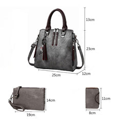 MOMISY Set of 4 Pieces Leather Finish PU Material Ladies Hand Bag, Clutch and Wallet for travel office Party for women (Light Grey)