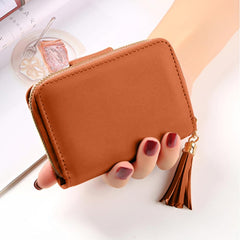 SYGA Women's Short Wallet Women's Zipper Wallet Large Capacity Tassel Women's Bag