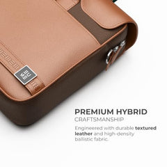 EUME Aristo Laptop Bags for Men & Women Office Use| with Padded Compartment | Vegan Leather & Nylon Fabric | Fits Up to 15.6" Laptop & MacBook, 13L, Rustic Brown