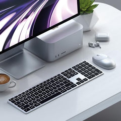 SATECHI Slim X3 Bluetooth Backlit Keyboard with Numeric Keypad – Illuminated Keys & Multi-Device Sync – for M2/ M1 MacBook Pro/Air, M2/ M1 iPad Pro/Air, M2 Mac mini, iMac M1 (Silver)