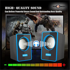 Pick Ur Needs RGB Multimedia Speakers High Bass USB Powered Desktop Speakers with Dynamic LED Lights Wired Speakers for PC, Laptop & Gaming