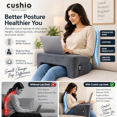 CUSHIO Lap Desk Pillow for Working on Laptop, Reading & Gaming (Grey)