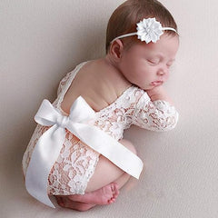 MOMISY Baby Photography Props, Dress & Headband for Kids Parties Anniversaries Photography, White
