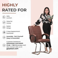 KITHANIA Executive Office Home Study Chair Library Chair with Cushioned Arm Rest & Seat Back, Reception or Conference Room Seating, 100 Kgs Limit (2, Pink, Double Pipe Chrome Frame)