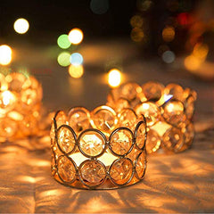 TIED RIBBONS Pack of 4 Crystal Tealight Candle Holder Gift Box - (5.8 cm X 4.3 cm) Centerpieces Votive Candle Holders for Home Dining Table Living Room Office - Diwali Decoration Items for Home Décor