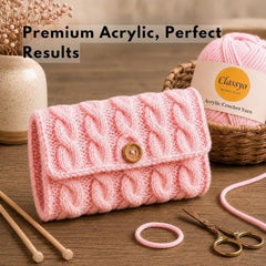 Classyo Acrylic Yarn for Crocheting (100gms x 1 Ball, 4ply) | Soft Wool Crochet Thread | Acrylic Hand Knitting Yarn | Wool for Crochet | For Sweater, Scarf, Hat, Baby Clothes, Purse, Gift Bags and DIY Crafts (Butter, Pack of 1)
