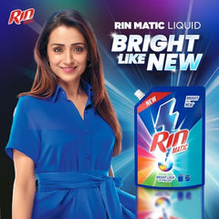 RIN Matic Liquid Detergent, 2Kg, for Dazzling Brightness, with Bright Lock Technology, Long-Lasting Fragrance, for Top Load Washing Machines