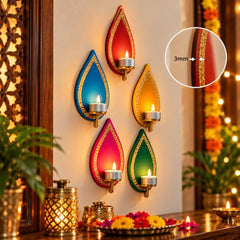 Wooden Jharokha Wall Hanging Tea Light Holder – Traditional Diya Stand & Floating Shelf for Pooja Room, Living Room, Balcony & Temple Décor | Diwali Decoration Items for Home & Main Door (WJH-11)