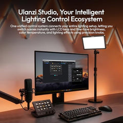ULANZI D200X Creative Deck Macro Keyboard, 14 LCD Keys & 3 Encoder Knobs, 8-in-1 Hub w 4K HDMI, 3.5mm Audio, SD/TF Reader, USB 3.2 10Gbps, for Video Editing/Streaming/Smart Home PC, Mac