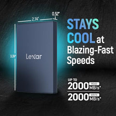 Lexar 1TB SL500 Portable SSD, Up to 2000MB/s, Compatible w/Type-C Laptops, iPhone 15/16, Smartphones, Tablets, PS5, Xbox, USB 3.2 Gen 2x2, Slim & Lightweight, External SSD, Black (LSL500X001T-RNBNU)