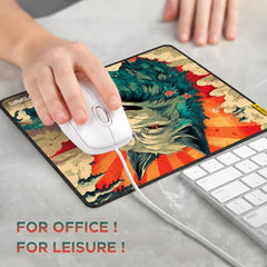 Ant Esports Wolf Mouse Pad 260X210X3mm Anti-fray Stitching, Gaming Mouse Pad Waterproof Surface & Non-Slip Rubber Base Stitched Edges Gaming Mouse Mat for Laptop,Compatible with Laser and Optical Mice