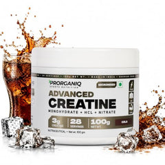 Prorganiq Advanced Creatine Monohydrate + HCL + Nitrate | 3-in-1 Formula | Micronized Powder for Men & Women (250 Grams, Unflavoured)