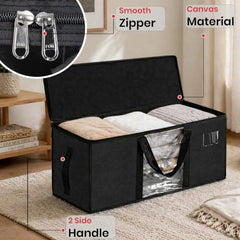 Storite Jumbo Super-Size 81 L Canvas Moisture Proof Heavy Duty Storage Bag | for Toys/Stationery/Blankets/Clothes/Moving Bags MultiPurpose With Strong Reinforced Handles Rectangular Cream (87x26x36 cm)
