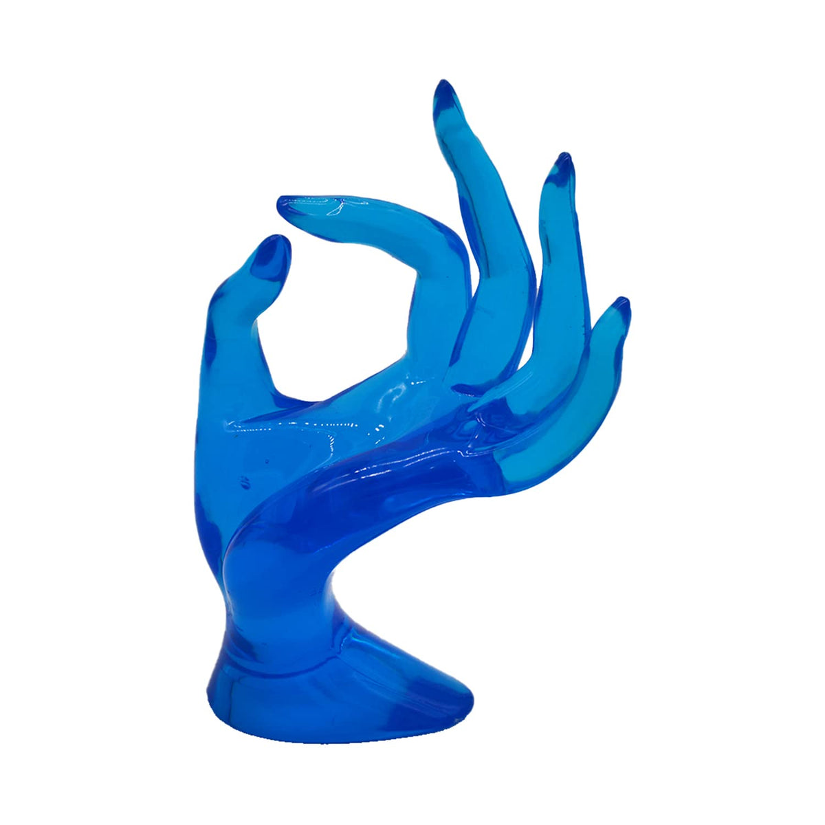 SYGA Hand Shape Ring Holder Jewelry Display Polyresin Mannequin Shaped Jewelry Stand Bracelet Holder for Home, Retail Stores, Jewelry Retailers - Transparent Blue