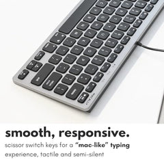 Macally Slim USB Wired Small Compact Mini Computer Keyboard for Apple Mac, iMac, MacBook Pro/Air, Mac Mini, Windows PC Desktops, Laptop (Space Gray)