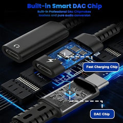 Verilux 3 in 1 Type C to 3.5mm Audio Splitter Headphone Adapter 60W PD