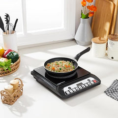 Amazon Basics 1600W Induction Cooktop | 7 Pre-Set Cooking Menus | LED Display | Smart Push Buttons I Energy Efficient, Auto Cut-off, 20A IGBT & 4KV Surge Protection I Black