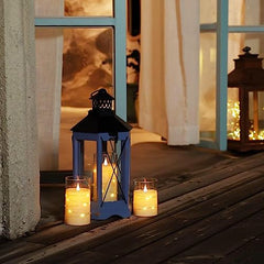 Flameless LED Pillar Candle Set of 2 | Acrylic Fiber Glass | Dancing Faux Wick | Remote Control with Battery Operated 3 AA | Home Décor & Gifting | 3" D x 6" H | Red