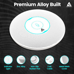 Audio Array Wireless Conference Microphone with Speaker | Bluetooth, USB & 4 Mics | 360° Pickup Upto 4M | Noise Reduction & Enhanced Voice | Portable Speakerphone for Video Calls/Zoom Meeting | AM-W45
