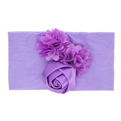 SYGA Baby Headbands Girls Rose Flower Nylon Strechable Hairbands For Newborn Infant Toddlers Kids 0-3 Year (Blue)