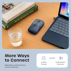 SATECHI Slim EX Wireless Mouse, Bluetooth & 2.4 GHz, Quiet Clicks, Silver