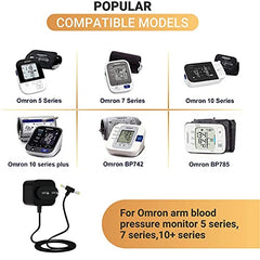 Fedus Bp Ac Power Adapter For Blood Pressure Monitor Omran 5, 7,10 Series Upper Arm Blood Pressure Monitor Power Supply / 6V Ac/Dc Bp Machine Adapter With Extra Long 10 Foot Cord Plug,Black - Monitors