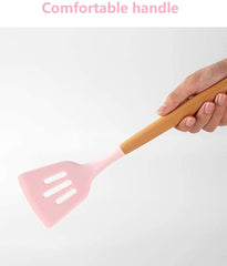 Syga Silicone Kitchen Spoon Utensil Set, 11 Piece (Pink)