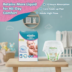 Amazon Brand - Supples Premium Baby Diaper Pants | 108 Baby Diapers | XL | 12-17 Kg | 12 Hrs Absorption | Cushiony Cotton Soft Fabric | Phthalates-Free | Triple Leak Guard | 54 Count, Pack of 2