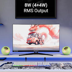 ZEBRONICS Blues 2.0 Computer Speakers, 8 Watts, 45° Elevated Drivers, Dual Passive Radiators, USB Powered, AUX, Volume Control Knob, RGB LED, for Laptops & Desktop (Black)