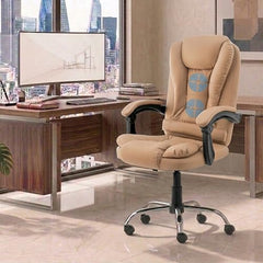 Casa Haus Italia Premium Leatherette Office Chair for Work | Boss Chair, Ergonomic Executive, Luxurious Cushioned Arms & Seat, 2 Point Back Massager, Heavy Duty Metal Base (Burgundy)