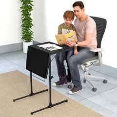 TABLE MAGIC 2.0 Double-Top Multipurpose Laptop Table Mat Finish| Height Adjustable, Foldable, Portable | Work-from-Home Lap Desk (Midnight Black)